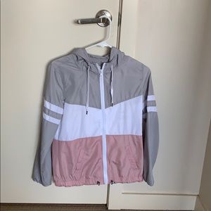 Pink and White Striped Windbreaker